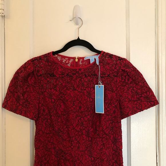 NWT NEW Draper James Collection Regal Red Knee Length Lace Sheath Dress - Picture 5 of 13